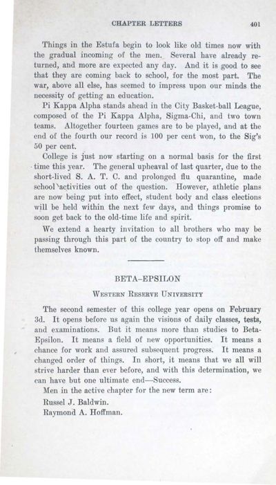 Beta-Epsilon, February 1919
